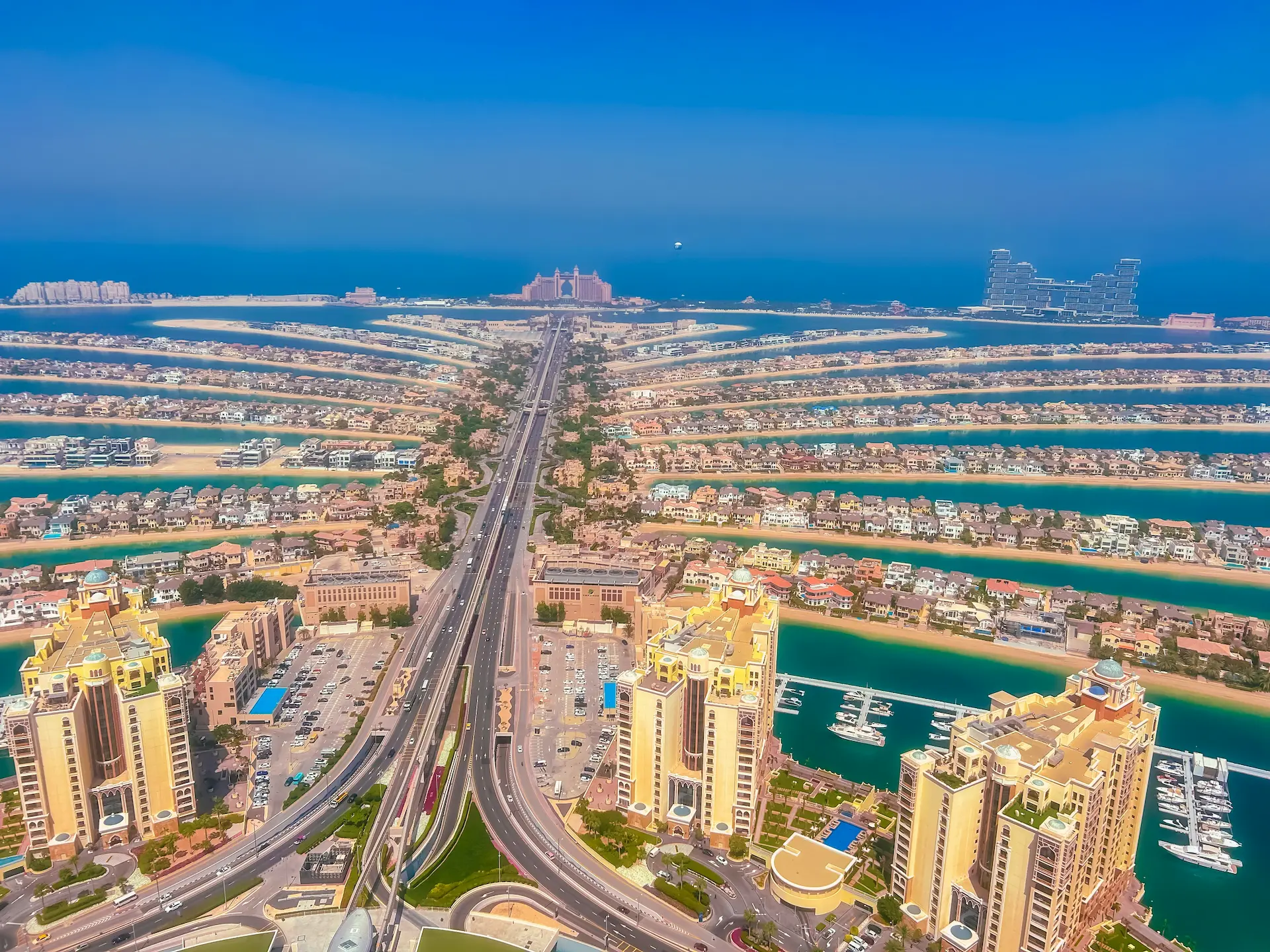 INTEREQ displaying the scale of the Palm Jumeirah in Dubai, a massive land reclamation and civil engineering project requiring expert heavy equipment supply and complex logistics.