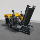 Road widening paver rear three-quarter view with raised side panel