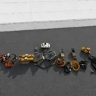 Volvo ABG P 8820 C asphalt paver remote control units and cables arranged on the ground