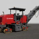 Wirtgen W 50 DC cold milling machine rear three-quarter view with raised discharge conveyor